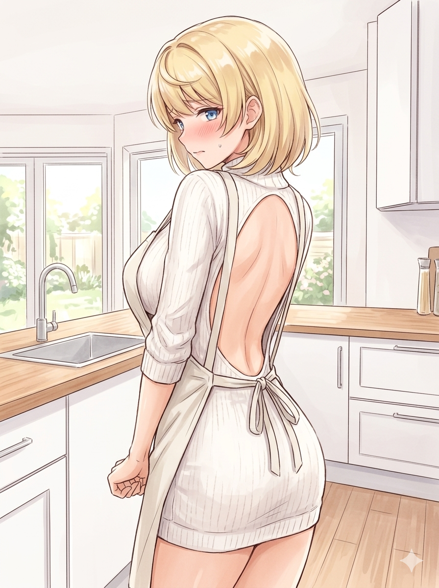 アリアンロッドの恥じらい白ニットイラスト