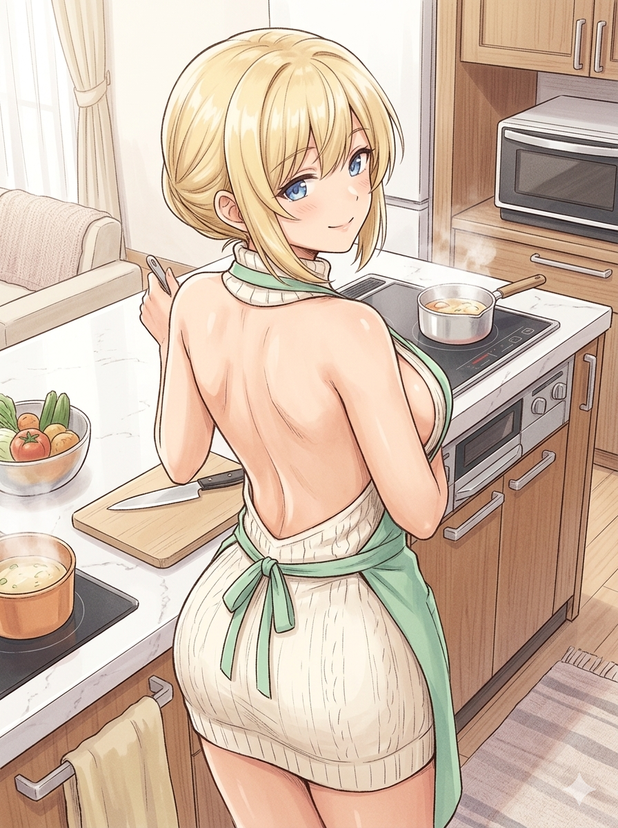 アリアンロッドの新妻大胆ニットイラスト