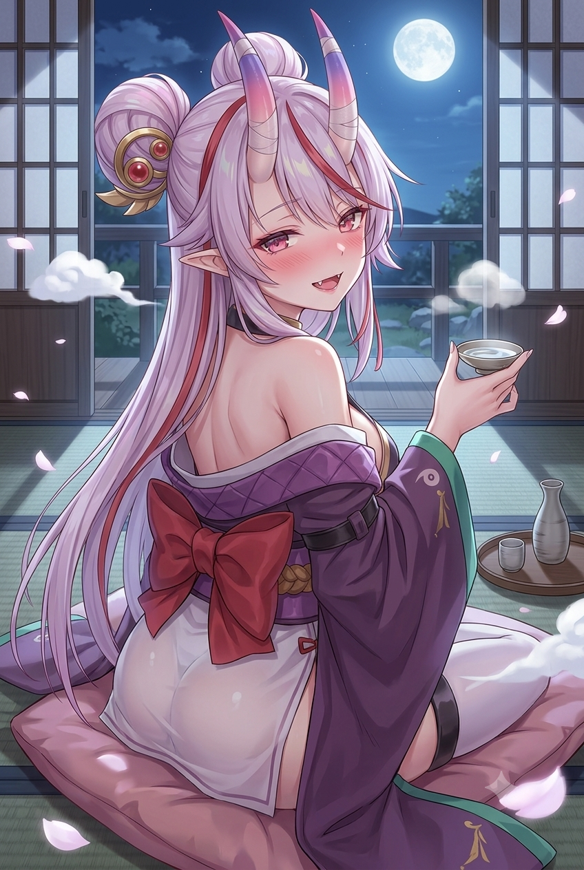 酒呑童子の晩酌イラスト