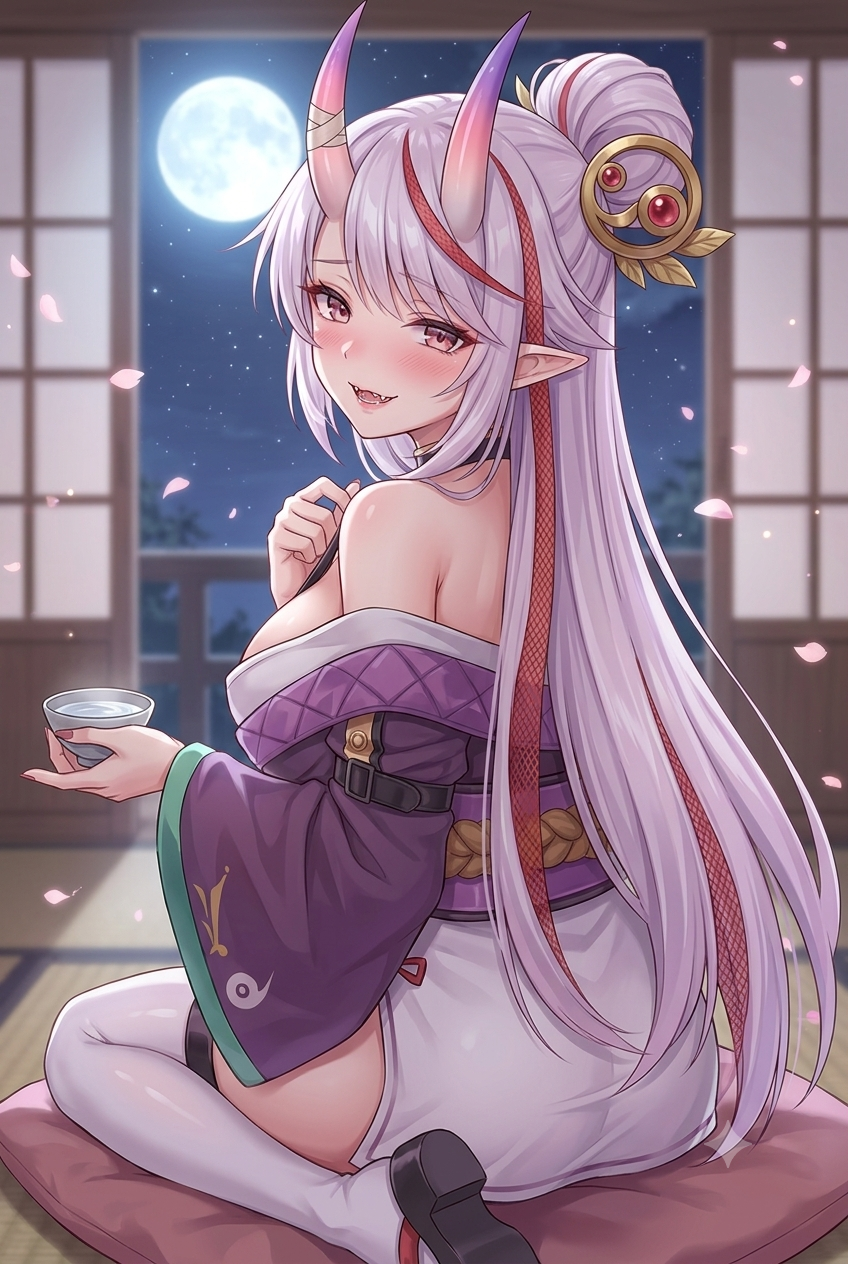 酒呑童子の月夜イラスト