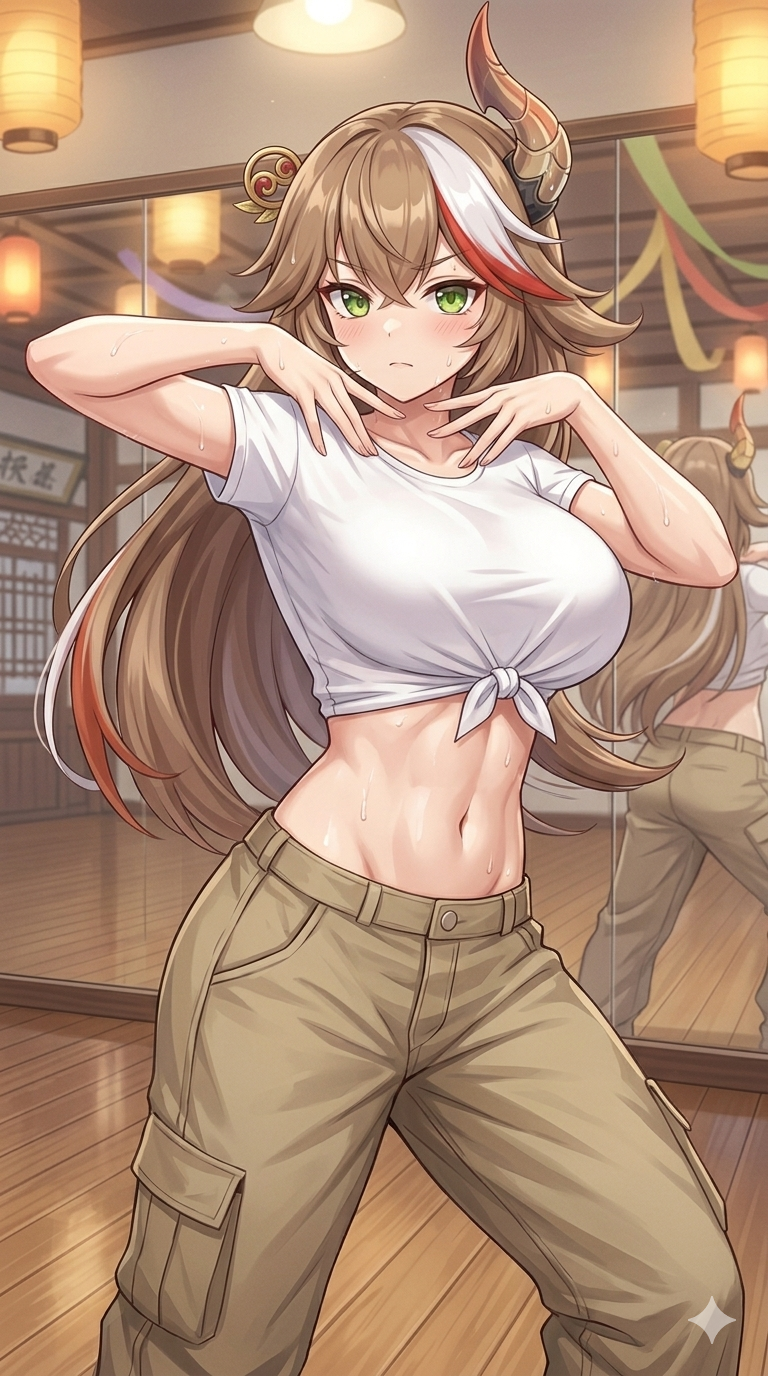 大嶽丸の白シャツダンスイラスト