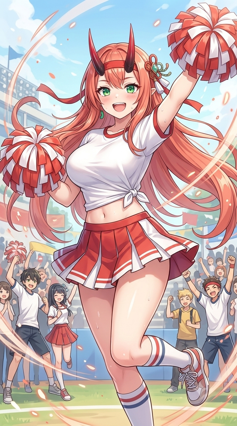 茨木童子のチアガールイラスト