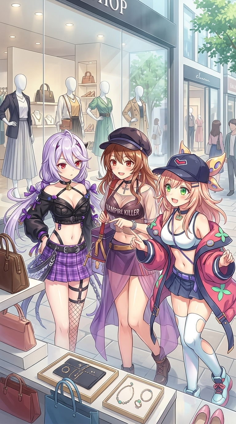 ヘクトル＋ヴァン・ヘルシング＋ランスロットのウインドウショッピングイラスト