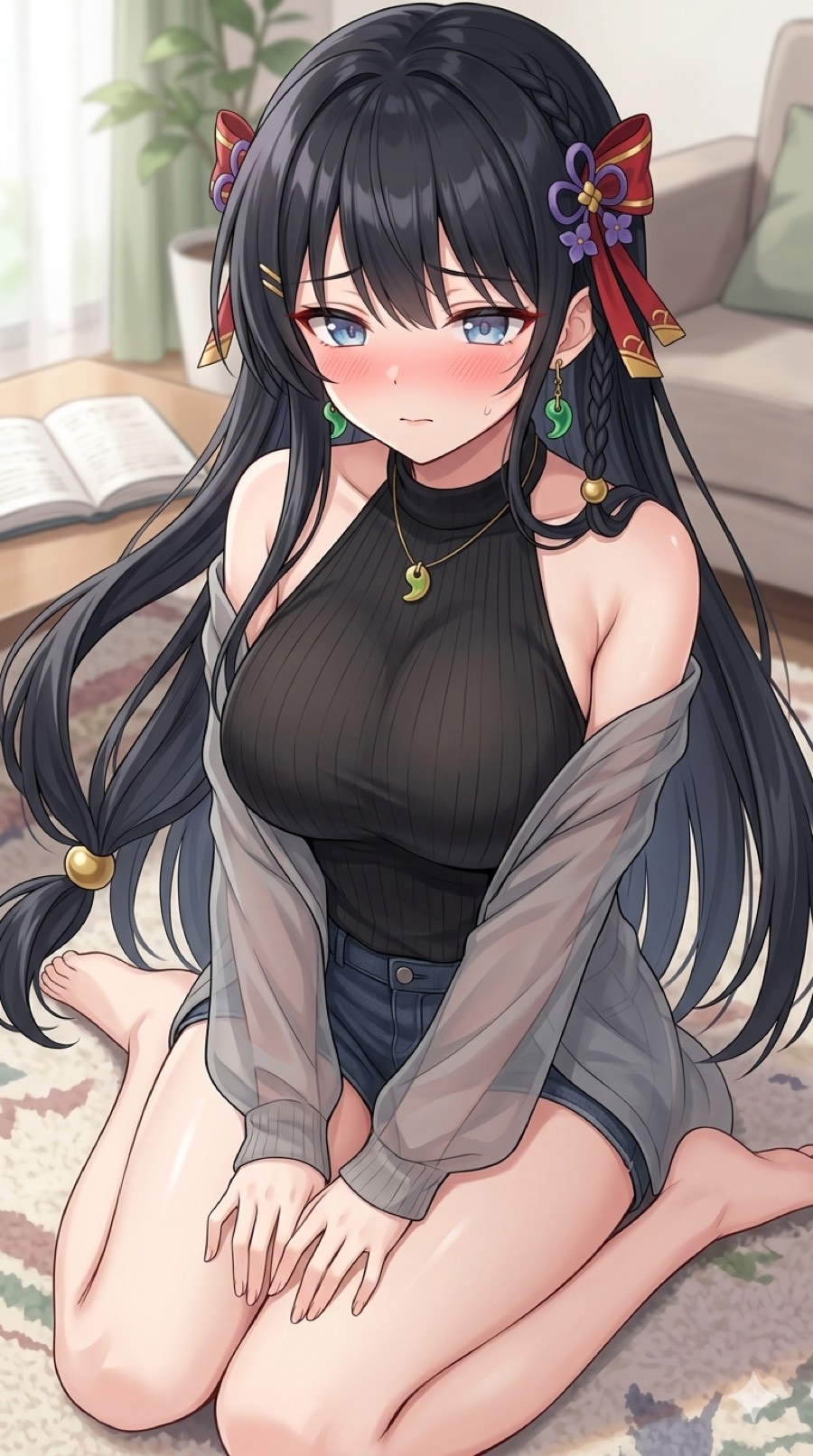 鈴鹿御前の赤リボンイラスト